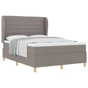 Vidaxl Postelja z vzmetnico z vzmetnico Taupe 200 x 160 cm blago