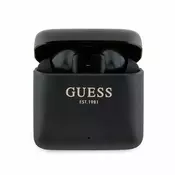 Guess Guess s tiskanim logotipom - slušalke Bluetooth TWS + etui za polnjenje (črno)