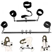 SuperLove Ultimate Adjustable Bondage Spreader Bar Set Black