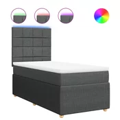 vidaXL vidaXL Box spring postelja z vzmetnico temno siva 80x200 cm blago, (21310540)