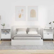 vidaXL Posteljne mize 2 pcs Bela z visokim sijajem 49 x 36 x 61 cm