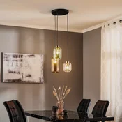 TK Lighting Obesna svetilka Marco Green, 3-krilna, prosojna/zelena/rjava - Dnevna soba/jedilnica - Sodobni - črna, zlata, prosojna, zelena, rjava - Steklo