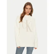 Calvin Klein Jeans Pulover Intrasia J20J224799 Écru Relaxed Fit