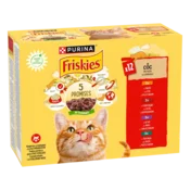 Friskies Adult mokra hrana za mačke, piščanec, govedina, jagnjetina in raca v omaki, 72 x 85g