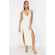 Trendyol Bridal Ecru Maxi Knitted Bead Accessory Beach Dress