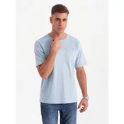 Ombre Mens cotton T-shirt with delicate embroidery - cream