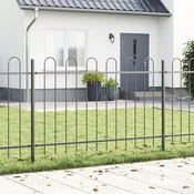 vidaXL Vrtna ograja s hoop vrhom Siva 10,2x1 m Jeklo