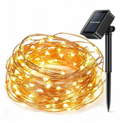 Malatec Solarne novoletne lučke veriga 100 LED toplo bela 10m 8 funkcij