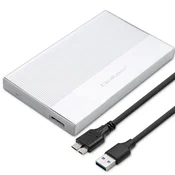 Qoltec aluminijasto ohišje | SSD trdi disk 2,5 | SATA | USB 3.0 | Super hitrost 5 Gb/s | 2 TB | srebrno