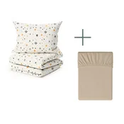 Set krep posteljina ASTORIA POLY krem + plahta Jersey 90 x 200 cm cappuccino, jednokrevetno