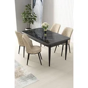 Hanah Home Set Trpezarijski sto i 4 stolice Nil, Krem-crni