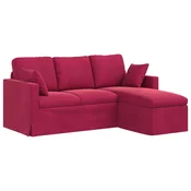 Vidaxl Kavč Vinorodna rdeča 178 x 134 x 80 cm Žamet
