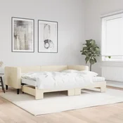 Dnevni krevet na razvlačenje s madracima krem 90x200 cm tkanina