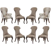Casa Padrino luxury baroque dining chair set of 8 multicolored/gray/dark brown - Magnificent baroque dining room chairs - Baroque dining room furniture - Luxury furniture in baroque style