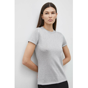 Kratka majica Theory ženski, srebrna barva