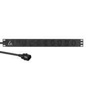 19 podaljšek z 8 vtičnicami C13, 2 m kabel 3G1,5 mm2, vtič C14, prenapetostna zaščita, LVR-2MC14-SPD-C13X8