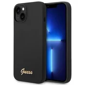 Ovitek Guess GUHCP14MSLSMK za iPhone 14 Plus 6.7 Silicone Vintage Gold Logo črn