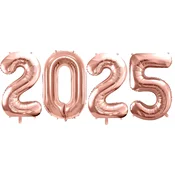 FOLIJA BALONI številka 2025 ROZA ZLATO Silvestrski maturantski ples 86 cm