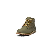 Timberland za fante. TB1A1VOSA581 Zeleni usnjeni gležnjarji Pokey Pine (22), Ravna stran, Zip, Priložnostno, Zelena, otroška moda