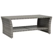 Vidaxl Klubska mizica siva 100x50x40 cm poli ratan