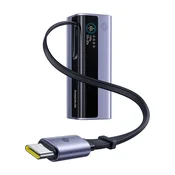 Power bank Baseus EnerGeek GR11 - 20000 mAh, 145W, USB-C izvlacni kabel, TFT zaslon - sivi