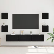 Set TV komoda Zidne 7 pcs Crni hrast Konstruirano drvo