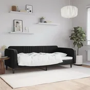 shumee vidaXL Kavč z ležiščem črne barve 90x190 cm oblazinjen z žametom