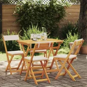 Bistro set s jastukom 5 pcs Prirodna nafta Cvrsto drvo akacije