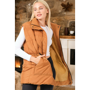 Z6747 DEWBERRY WOMENS VEST-PLAIN TAN