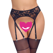Cottelli - čipkast pas za nogavice (črna) - L/XL