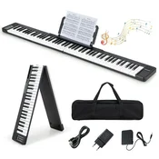 Northio Zložljiva električna klaviatura za digitalni klavir z 88 tipkami 137 x 16,5 x 5 cm črna + bela
