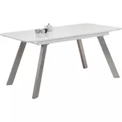 TRPEZARIJSKI STO bela, boja nerdajuceg celika metal, staklo, plocasti materijal