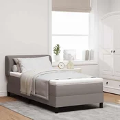 vidaXL Postelja z vzmetnico z vzglavjem Taupe 90 x 190 cm blago