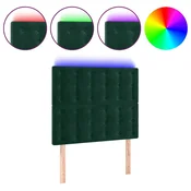 Vidaxl LED posteljno vzglavje temno zeleno 90x5x118/128 cm žamet