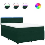 Vidaxl Box spring postelja z vzmetnico temno zelena 140x200 cm žamet