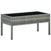 shumee vidaXL Vrtna miza, siva, 75x40x37 cm, PE ratan