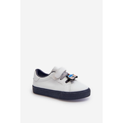 Childrens sneakers Sneakers with a pin, white and navy blue Pennyn