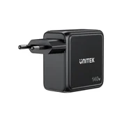 UNITEK GAN polnilec z zaslonom, 140W, 3x USB-C