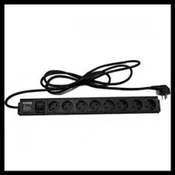 220V razvodni PDU panel 19/1U sa 8 uticnih mesta,prekidac,prenaponska zaštita,kabl 1.8m PDU-8SP-1U