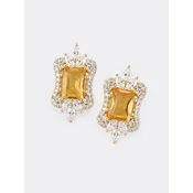 LanLivia Uhani Citrine Royal Style Ear Studs pegasto rumena/zlata