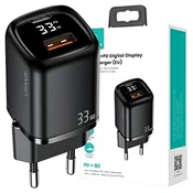 USAMS USAMS OMREŽNI POLNILEC 1XUSB-C 1XUSB PD3.0 QC3.0 33W ZA TELEFONE ČRN, (21974740)