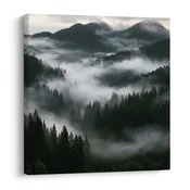 Slika temne gore nad gozdno meglo - 50x50