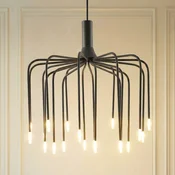 Lucande LED-visoka svetilka Ariadne, O57 cm, mat črna, 20-žarilna - Dnevna soba/jedilnica - Sodobni - mat črna, bela - Kovina