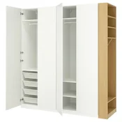 PAX/FORSAND Garderobni sestav, bela bela/imitacija hrasta, 220x60x236 cm