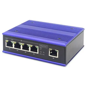 Industrial 4-port Fast Ethernet PoE Switch 1 uplink port,DIN rail, extend. temp. range
