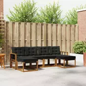 Set vanjskih sofa 6 kom. Prirodna i crna