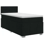 vidaXL Postelja boxspring z vzmetnico Črna 90 x 200 cm Blago