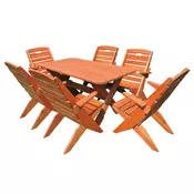 CASARREDO Vrtna garnitura OM-109 iz masivnega lesa: miza 140 cm + 6 stolov, izbor barv