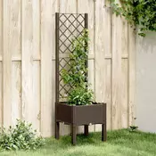 Vrtna sadilica s rešetkom smeda 40 x 40 x 142 cm PP