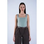 Trend Alacati Stili Ženska bluza bez rukava Alc-X13453, Brod izrez, Zelena